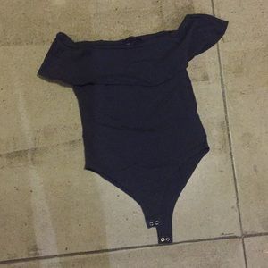 Off the shoulder grey bodysuit